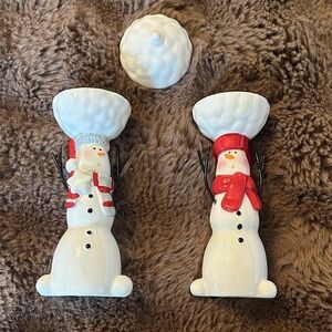 Festive Snowman Candle Holders - Red and White